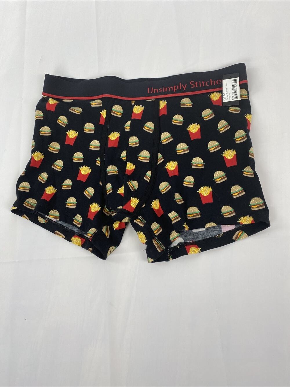 Unsimply Stitched Mens Black Fast Food Print Boxer Size Medium NWT